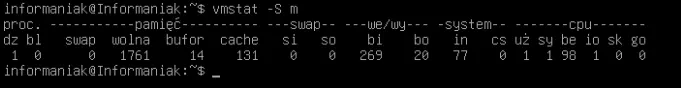 Komenda vmstat - Czyszczenie pamięci RAM